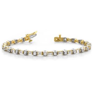 Yellow & White Gold Diamond Bracelet - Style#B0174-3YW