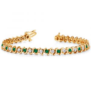 Yellow Gold Emerald & Diamond Bracelet