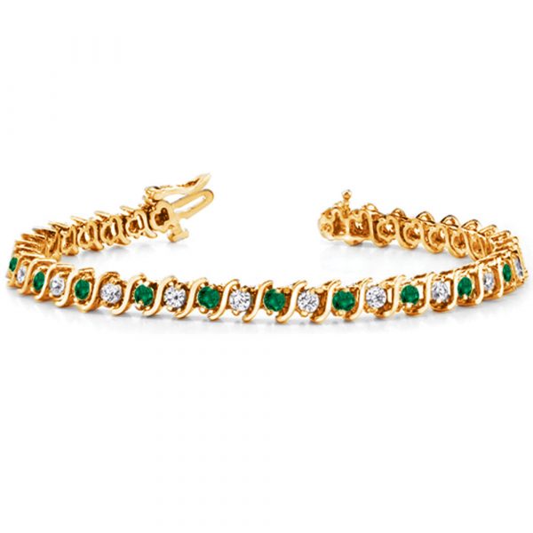 Yellow Gold Emerald & Diamond Bracelet