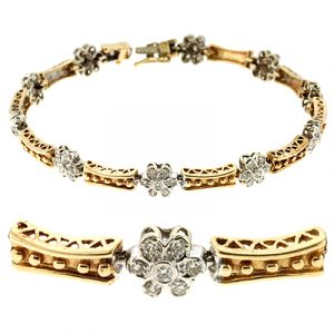 Yellow & White Gold Diamond Bracelet - Style#B4176