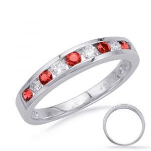 White Gold Ruby & Diamond Band