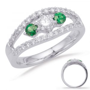 White Gold Emerald & Diamond Ring