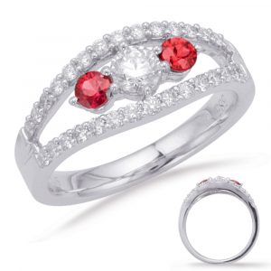 White Gold Ruby & Diamond Ring