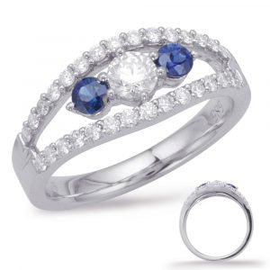 White Gold Sapphire & Diamond Ring