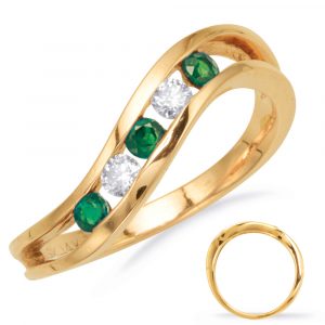 Emerald  & Diamond Channel Set Band