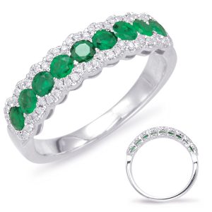 White Gold Emerald & Diamond Ring