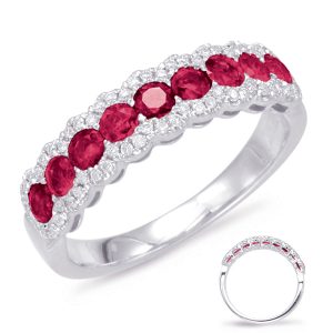 White Gold Ruby & Diamond Ring