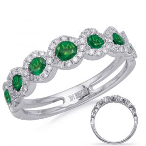 White Gold Emerald & Diamond Ring