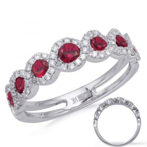 White Gold Ruby & Diamond Ring