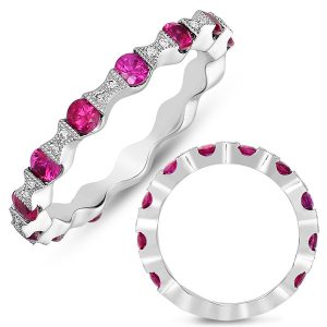 White Gold Ruby & Diamond Band