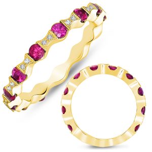 Yellow Gold Ruby & Diamond Band