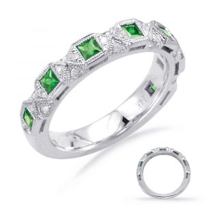 White Gold Tsavorite & Diamond Band