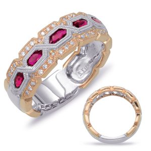 Rose & White Gold Ruby & Diamond Ring