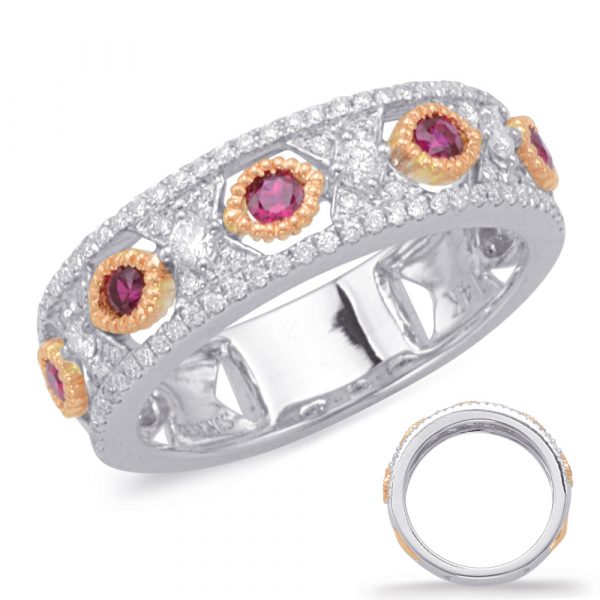 Rose & White Gold Ruby & Diamond Ring