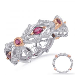 Rose & White Gold Ruby & Diamond Ring