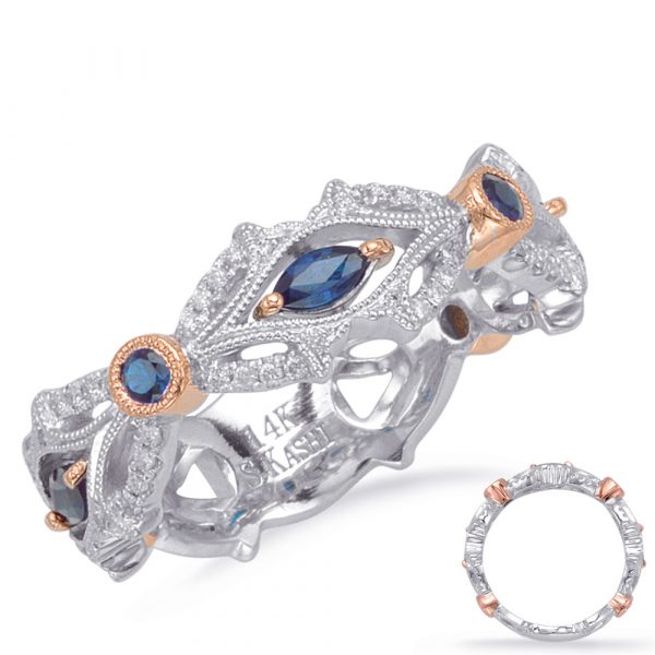 Rose & White Gold Sapphire & Dia Ring