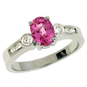 Pink Sapphire & Diamond Ring