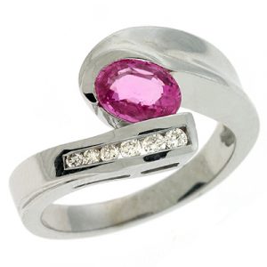 Pink Sapphire & Diamond Ring