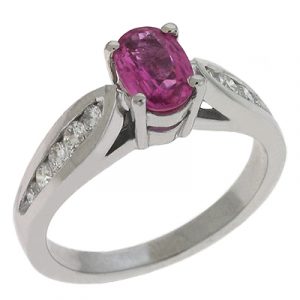 Pink Sapphire & Diamond Ring