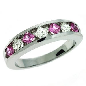 Pink Sapphire & Diamond Ring