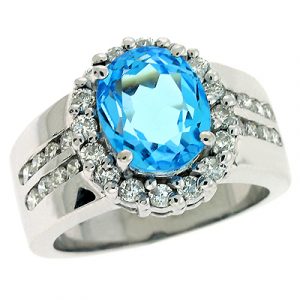 Blue Topaz & Diamond Ring