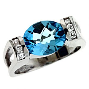 Blue Topaz & Diamond Ring