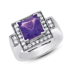 Amethyst  & Diamond Ring