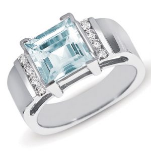 Aquamarine & Diamond Ring