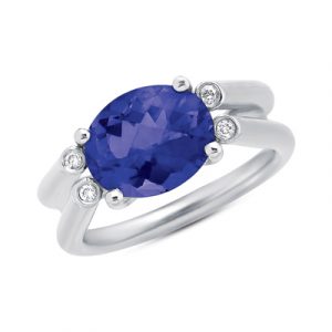 Iolite & Diamond Ring