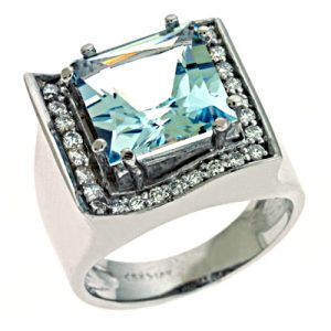 Aquamarine & Diamond Ring