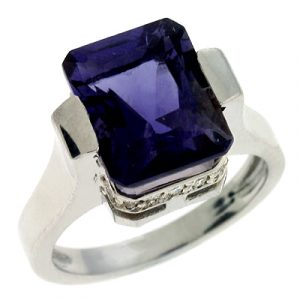 Iolite & Diamond Ring