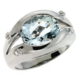 Aquamarine & Diamond Ring