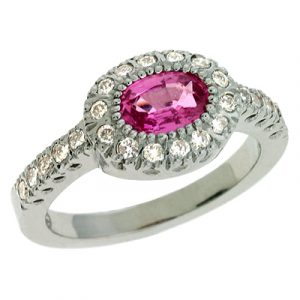 Pink Sapphire & Diamond Ring