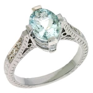 Aquamarine & Diamond Ring