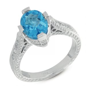 Blue Topaz & Diamond Ring