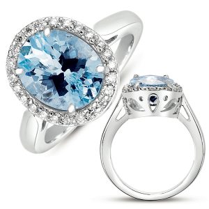 Aquamarine & Diamond Ring