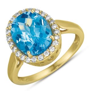 Blue Topaz & Diamond Ring