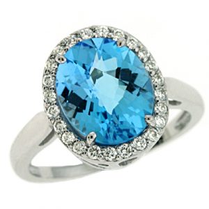 Blue Topaz & Diamond Ring