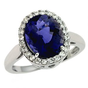 Iolite & Diamond Ring