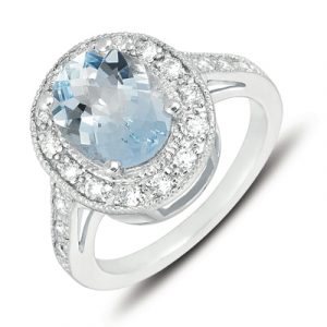 Aquamarine & Diamond Ring