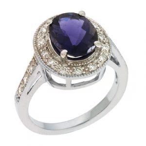 Iolite & Diamond Ring