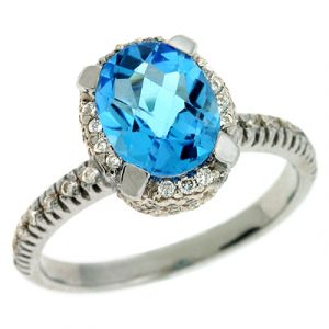 Blue Topaz & Diamond Ring