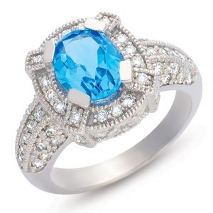 Blue Topaz & Diamond Ring