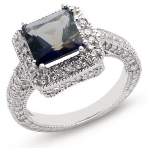 Iolite & Diamond Ring