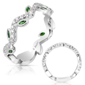 White Gold Tsavorite & Diamond Band