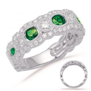 Platinum Emeralds & Diamond Band