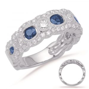 Platinum Sapphire & Diamond Band