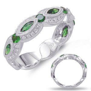 White Gold Tsavorite & Diamond Ring