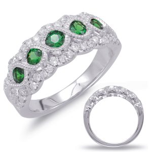 White Gold Tsavorite & Diamond Ring