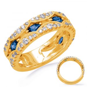 Yellow Gold Sapphire & Diamond Ring